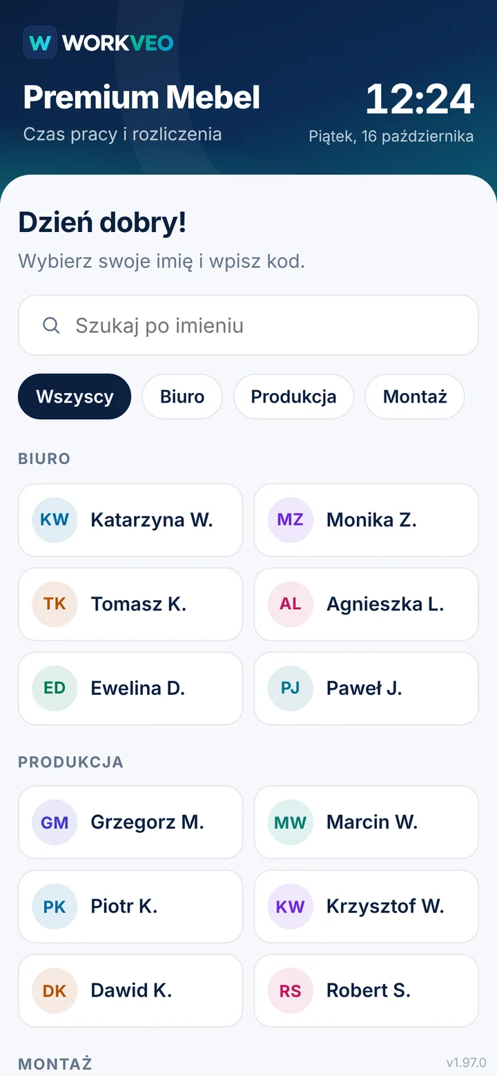 Ten sam ekran logowania firmy w telefonie